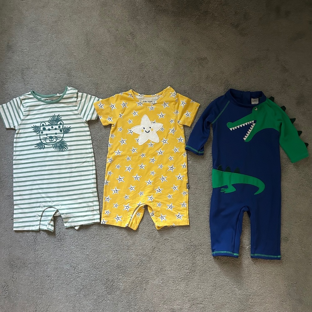 Baby Boden swimsuit and Kite rompers
